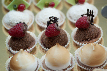 few delicious and mouth-watering cakes in the shop window or cafe