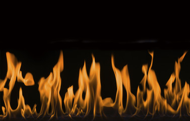 Fire flames on black background