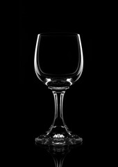 empty wine glass isolated on a dark background
