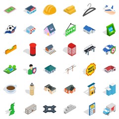 Urban development icons set, isometric style