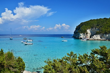 Fototapeta na wymiar Greece, island Antipaxos-view of the bay with a beach Vrika