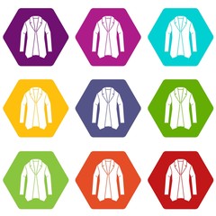 Jacket icon set color hexahedron