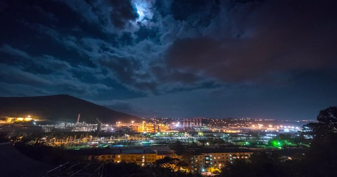 View on railways systes in city Tuapse from above