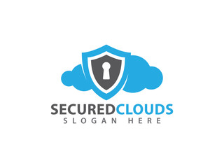 vector online secure and guarded shield cloud storage logo design