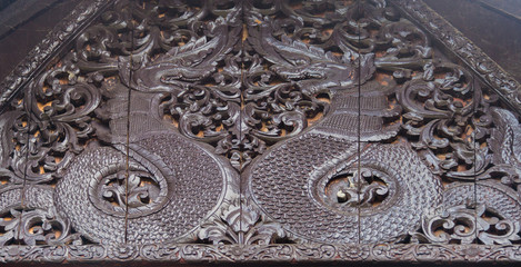 Carved on wood background, Wood processing, Joinery work, use as background