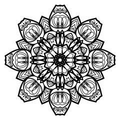 Flower Mandala. Vintage decorative elements. Oriental pattern, vector illustration. Coloring book page. Islam, Arabic, Indian, moroccan spain turkish mystic ottoman motifs