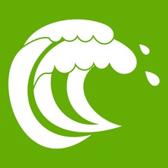 Wave of sea tide icon green