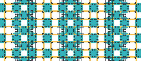 Ancient Geometric pattern in repeat. Fabric print. Seamless background, mosaic ornament, ethnic style. 