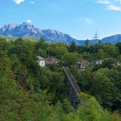 Broken Bridge left after the Battle of Neretva in Jablanica, Bosnia & Herzegovina 