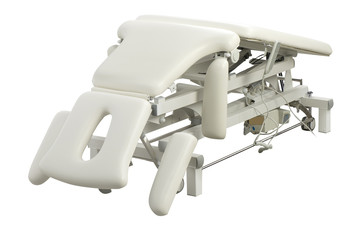 cosmetic armchair artificial leather electric folding drive wheel console frame headrest massage health treatment relaxation medicine white isolate 