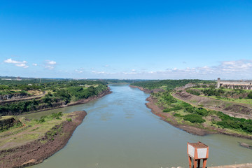 The Itaipu Dam is a hydroelectric dam on the Paraná River located on the border between Brazil and Paraguay.