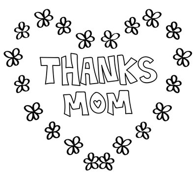 Thanks Mom Heart Coloring Page