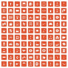 100 inn icons set grunge orange