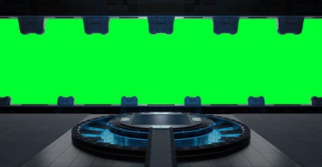 Llanding strip spaceship interior isolated on green background 3D rendering