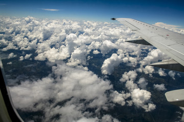 Aerial view from the window of and airplane during a flight