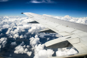 Aerial view from the window of and airplane during a flight