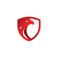 Security shield red eagle logo design template vector