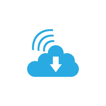 Blue cloud, wifi and download icon logo design template vector