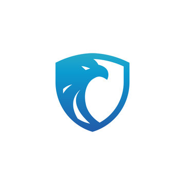 Security Shield Blue Eagle Logo Design Template Vector