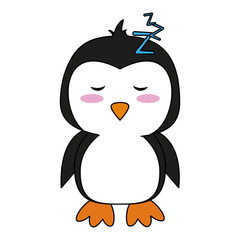 Cute penguin cartoon sleeping icon vector illustration graphic design