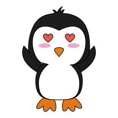 Cute penguin in love cartoon icon vector illustration graphic design