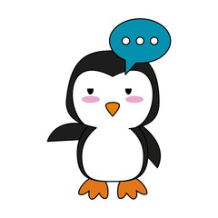 Cute penguin with speakbox cartoon icon vector illustration graphic design