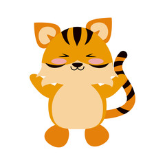 Cute tiger cartoon icon vector illustration graphic design
