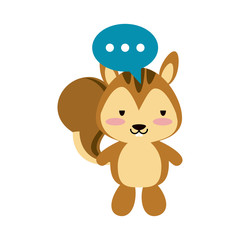 Cute squirrel with speakbox cartoon icon vector illustration graphic design