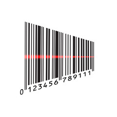Scanning isometric barcode isolated on white background. Vector illustration.