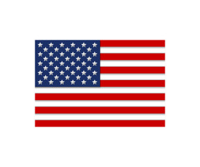 Stylized USA flag with 3D symbols isolated on white. Vector illustration.