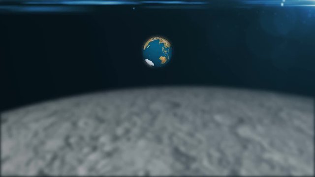 Abstract 3d rendering background with The rotation of the earth and flare. View from the moon. Seamless loop