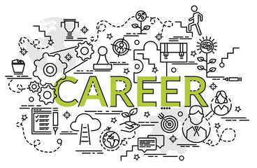 Flat colorful design concept for Career. Infographic idea of making creative products..Template for website banner, flyer and poster.