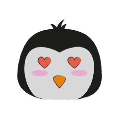 Cute penguin in love cartoon icon vector illustration graphic design