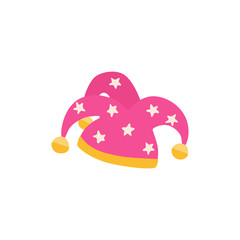 Carnival vector hat isolated on white background. Masqeurade jester hat for decorating festive invitations, banners, greeting cards. Carnaval accessory illustration.