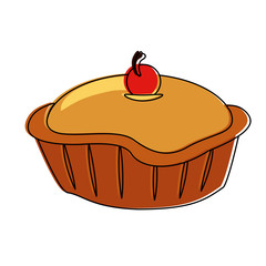 Cherry pie dessert icon vector illustration graphic design