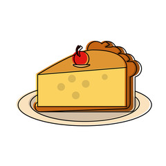 Cherry pie sliced icon vector illustration graphic design