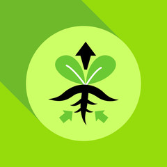Growing sprout flat icon with long shadow. Vector graphic illustration.