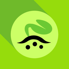 Growing sprout flat icon with long shadow. Vector graphic illustration.
