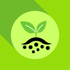 Growing sprout flat icon with long shadow. Vector graphic illustration.