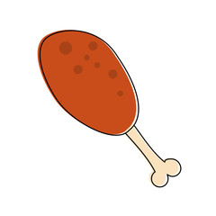 Fried chicken thigh icon vector illustration graphic design