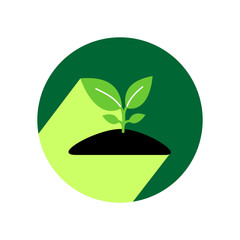 Growing sprout flat icon with long shadow. Vector graphic illustration.