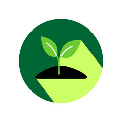 Growing sprout flat icon with long shadow. Vector graphic illustration.