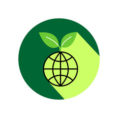 Growing sprout flat icon with long shadow. Vector graphic illustration.