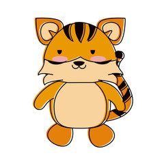 Cute tiger cartoon icon vector illustration graphic design