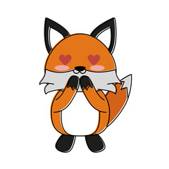 Cute fox in love cartoon icon vector illustration graphic design