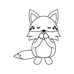 Cute fox crying cartoon icon vector illustration graphic design