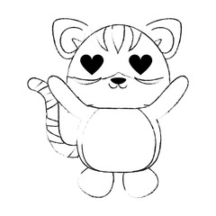 Cute skunk in love cartoon icon vector illustration graphic design
