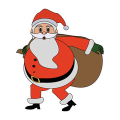 Santa claus with bag cartoon icon vector illustration graphic design
