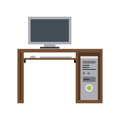 computer on desk icon vector illustration graphic design