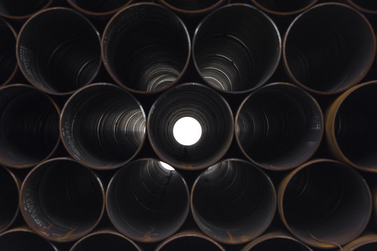 Big Steel Pipes. New Metal tubes. .